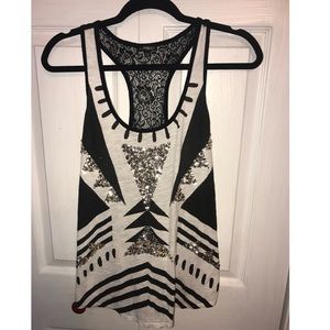 Express sequin tank top size large